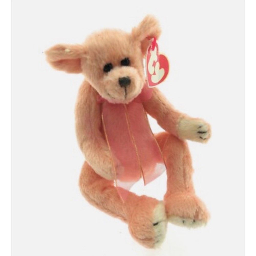 Vintage Ty Attic Treasures "Hayes" 8" Plush,Peach, Pink Scarf, Retired 1990's
